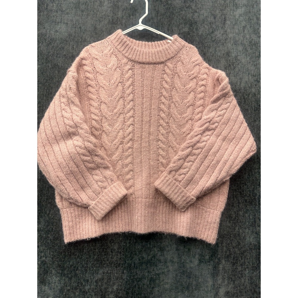 A New Day Sweater‎ Womens Large Pink Ribbed Textured Cable Knit Warm Winter Cozy